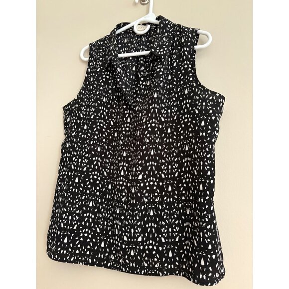 Ann Taylor LOFT Black & White Sleeveless Geometric Print Career Top Size Large - Picture 4 of 12